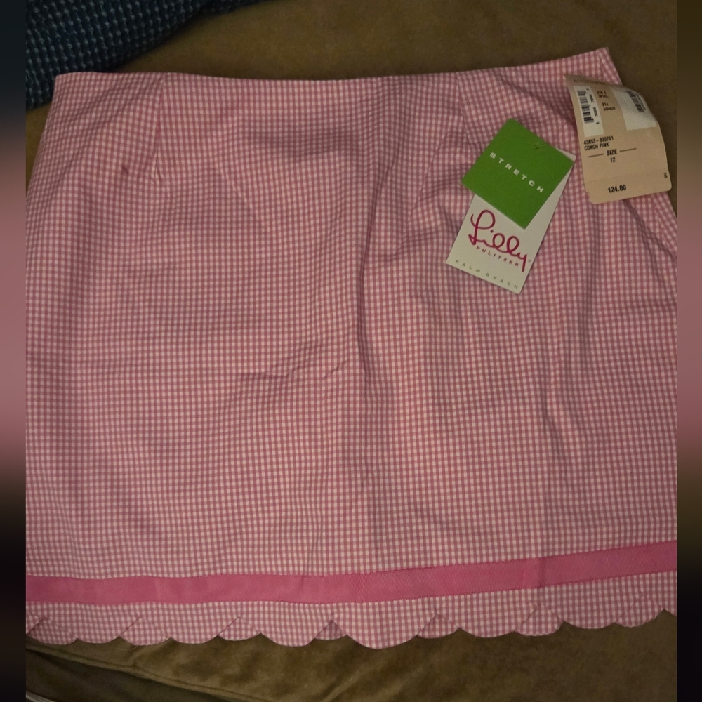 Pink & White Lilly Pulitzer Checkered Mini Skirt With Shorts Under Tennis/ Golf
